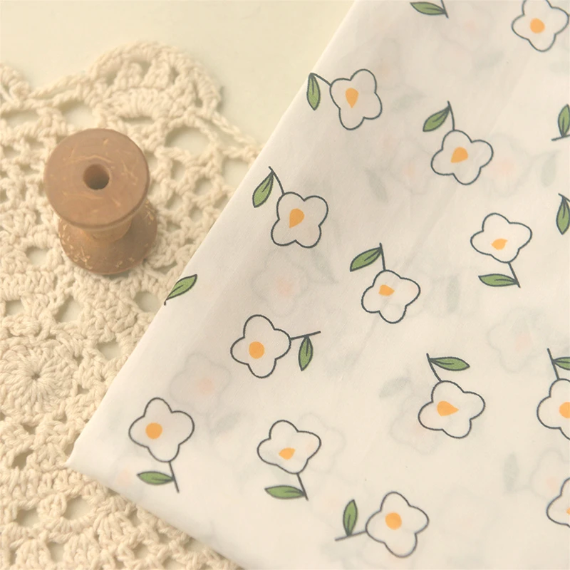 荷包蛋小花府绸棉布料 小清新上衣衬衫连衣裙童装娃衣桌布diy面料