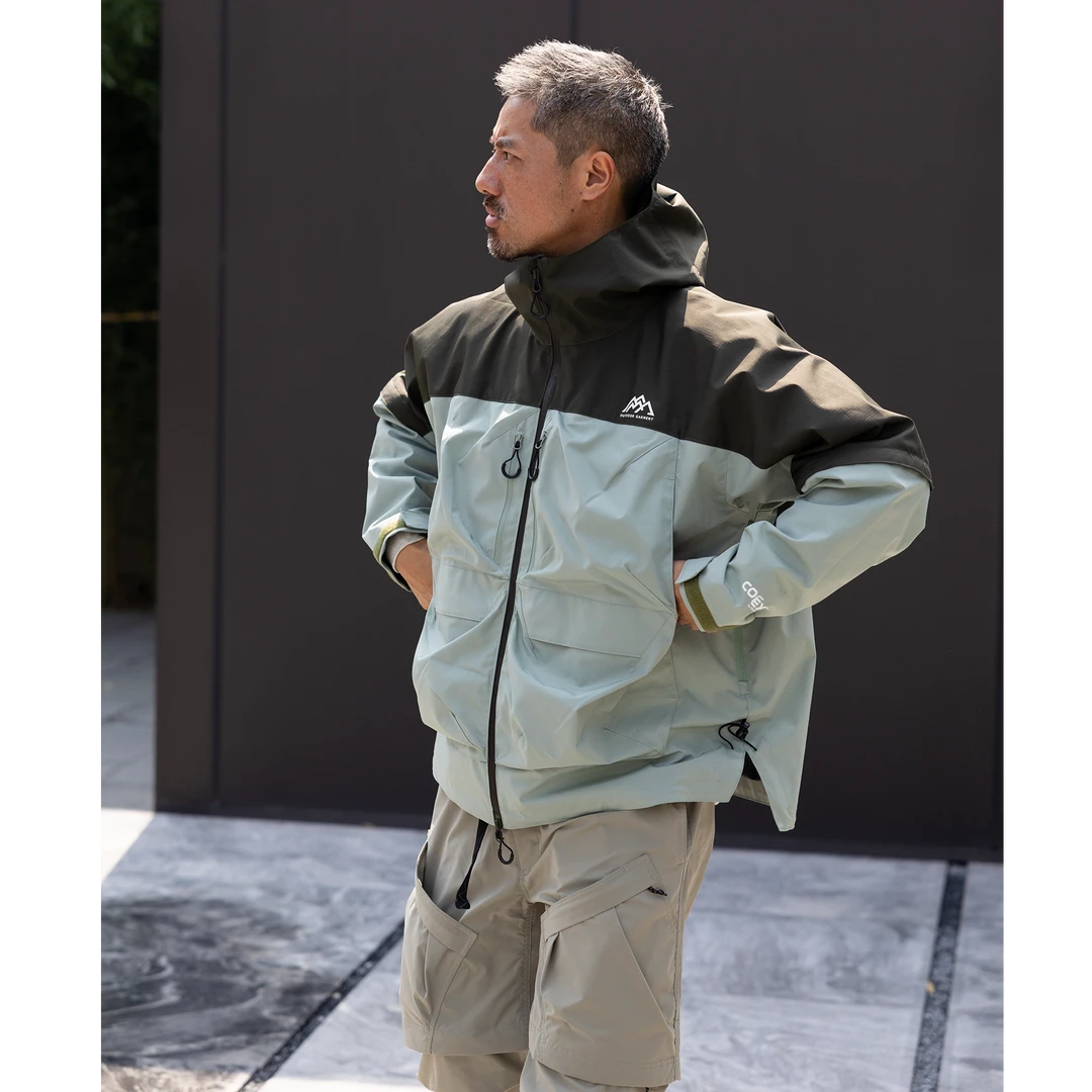 CURRAHEE男士户外带里衬可拆卸袖子拼色多口袋可收纳连帽冲锋衣