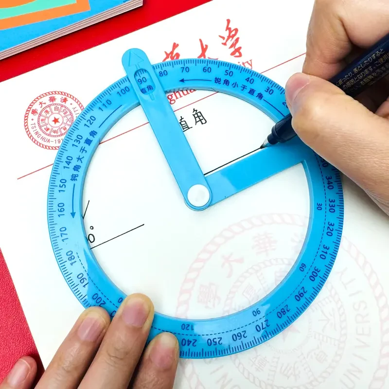 新款360度活动角演示器小学二年级教具量角器直角锐角尺画角尺子