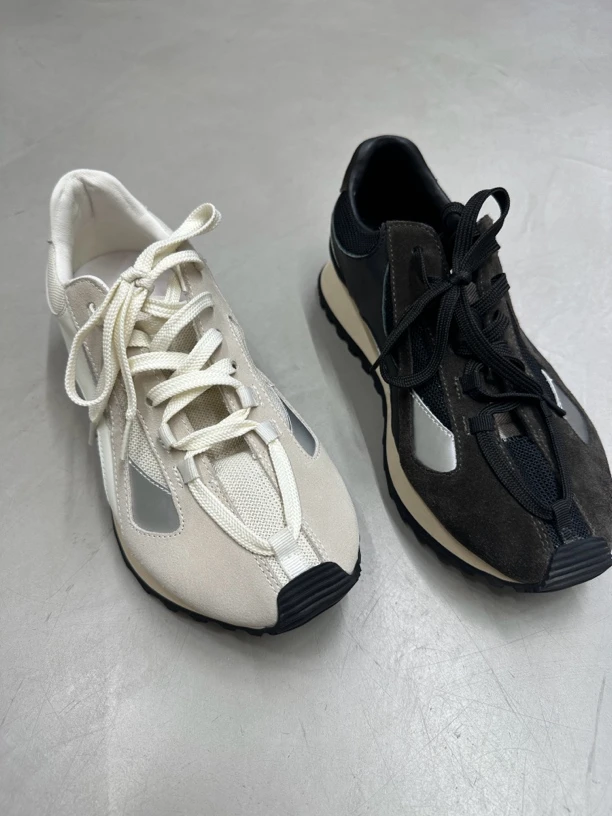 夏季网面透气翻牛皮软底阿甘休闲鞋