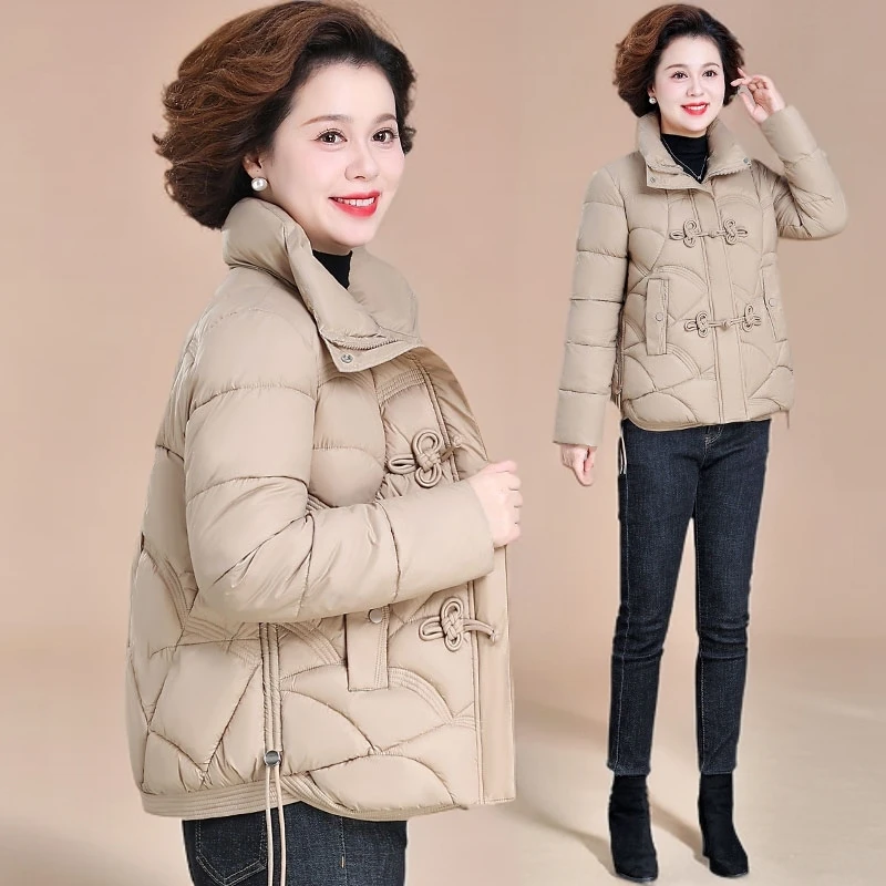 中年妈妈秋冬外套洋气棉袄2024新款冬季棉衣中老年女冬装加厚棉服