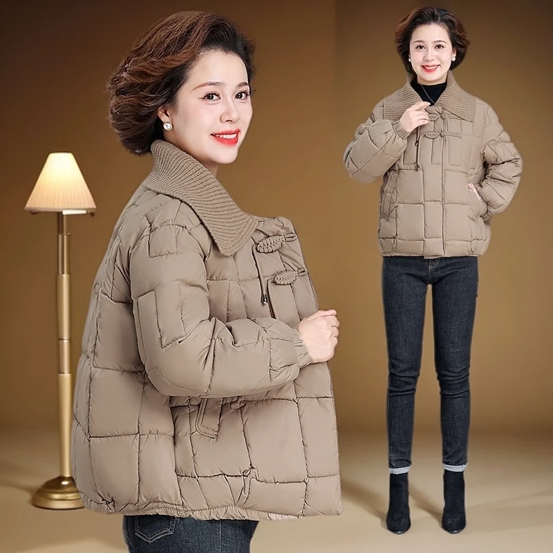 中年妈妈加厚羽绒棉服冬季外套2025新款大码棉袄中老年女冬装棉衣