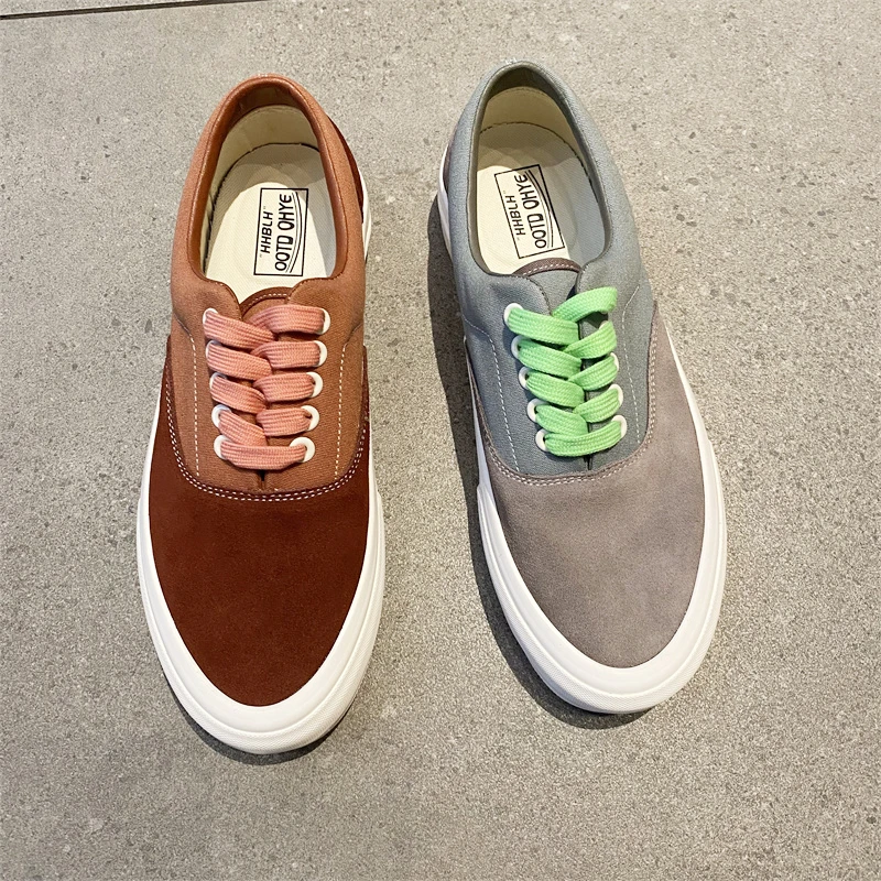 【断码清完】高端支线系列灰绿色砖红色低帮男女板鞋翻毛皮帆布鞋