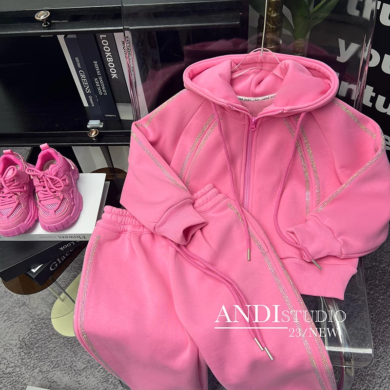 〖ANDI〗订制冬季中大童新款韩版加绒休闲套装1900