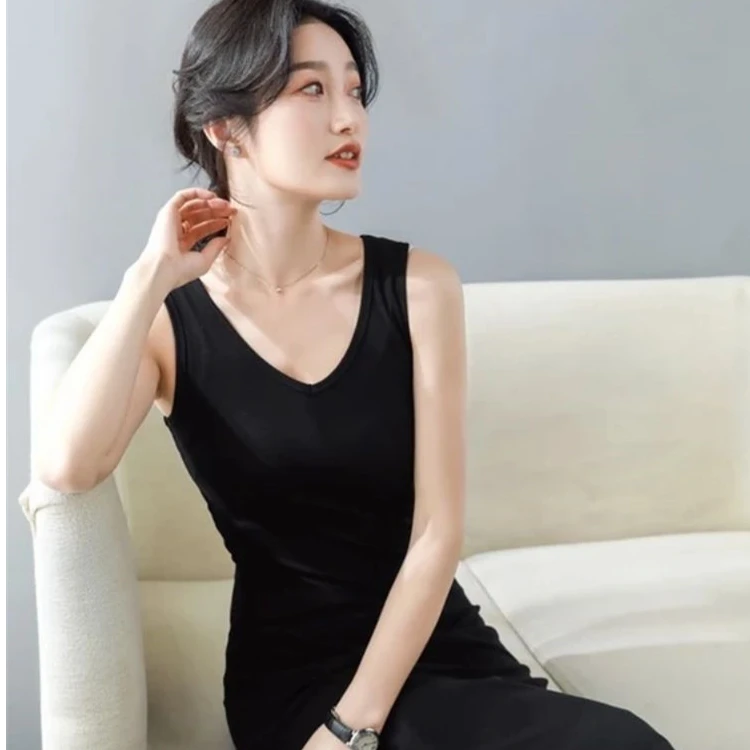 莫代尔女装V领连衣裙