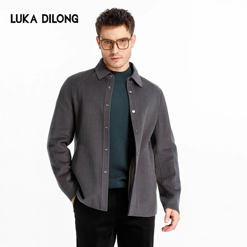 路卡迪龙【羊毛蚕丝】24冬季新款衬衫型保暖防寒商务大衣355246304