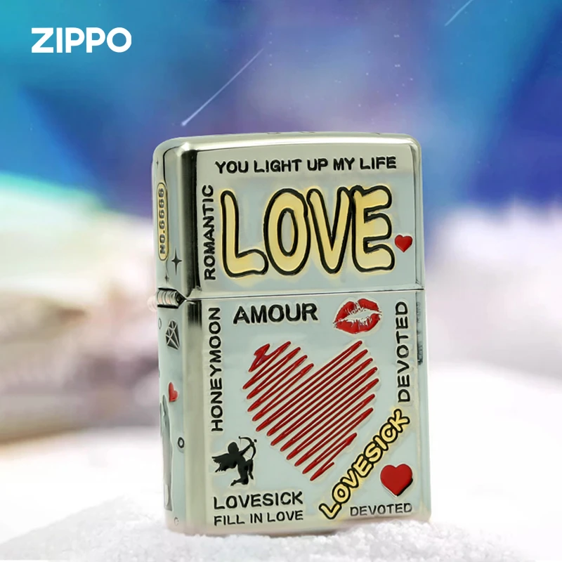 zippo打火机正版套壳LOVE煤油男士zioop送男友礼物原装高档常规机