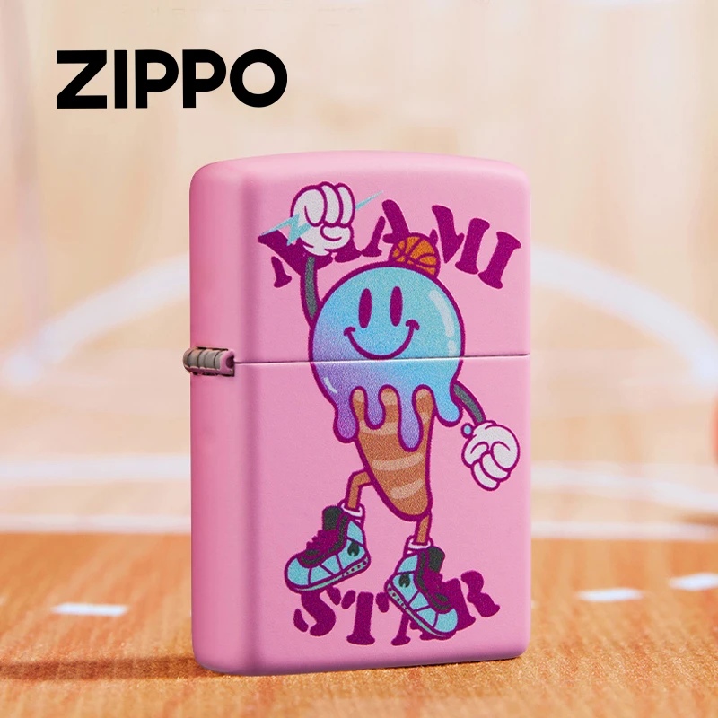 ZIPPO打火机迈阿密巨星原装正版防风煤油卡通粉红紫幻彩DY8702CY