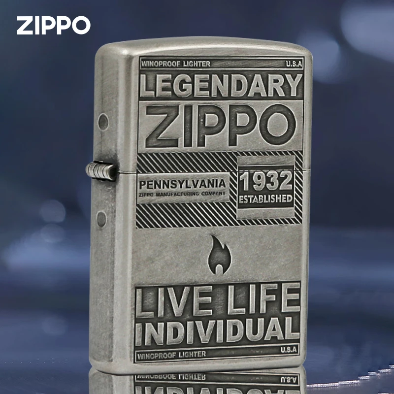 ZIPPO打火机古银Z代传奇原装正版防风煤油银色男士送礼DY9902US
