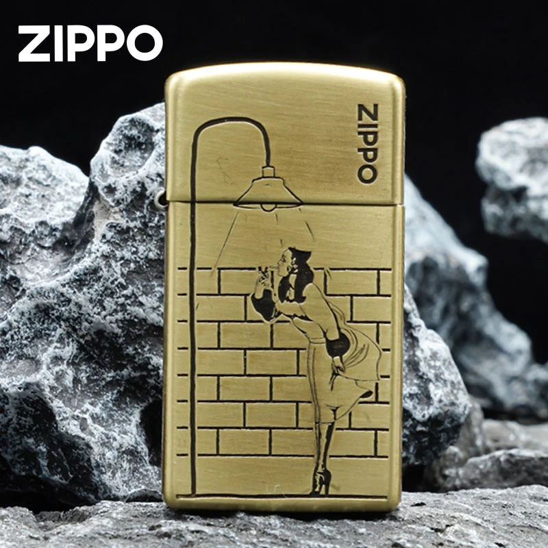 ZIPPO打火机路灯窄机风女原装正版窄机防风煤油男士送礼DY9914US