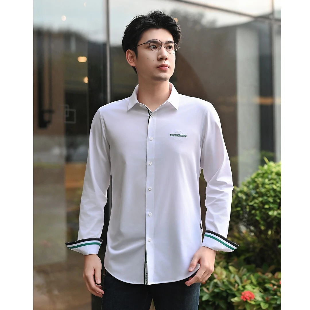 【亚萍男装】STEPHEN 2024春夏新款男士衬衫烫钻长袖衬衣欧货238211