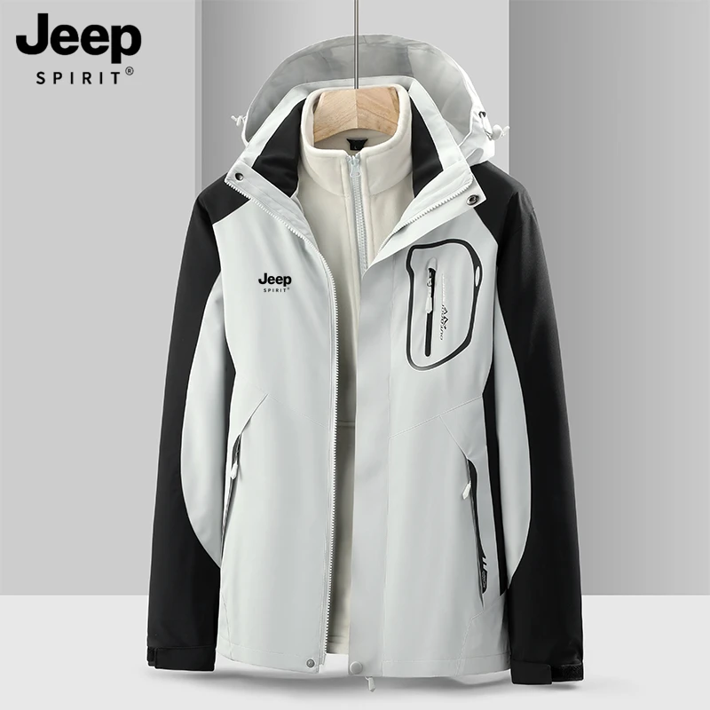 JEEP SPIRIT吉普冲锋衣秋冬男女情侣款运动户外防风防水保暖外套