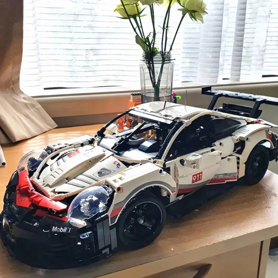 保时捷911赛道版1:10积木拼装益智玩具展示模型高难度生日礼物