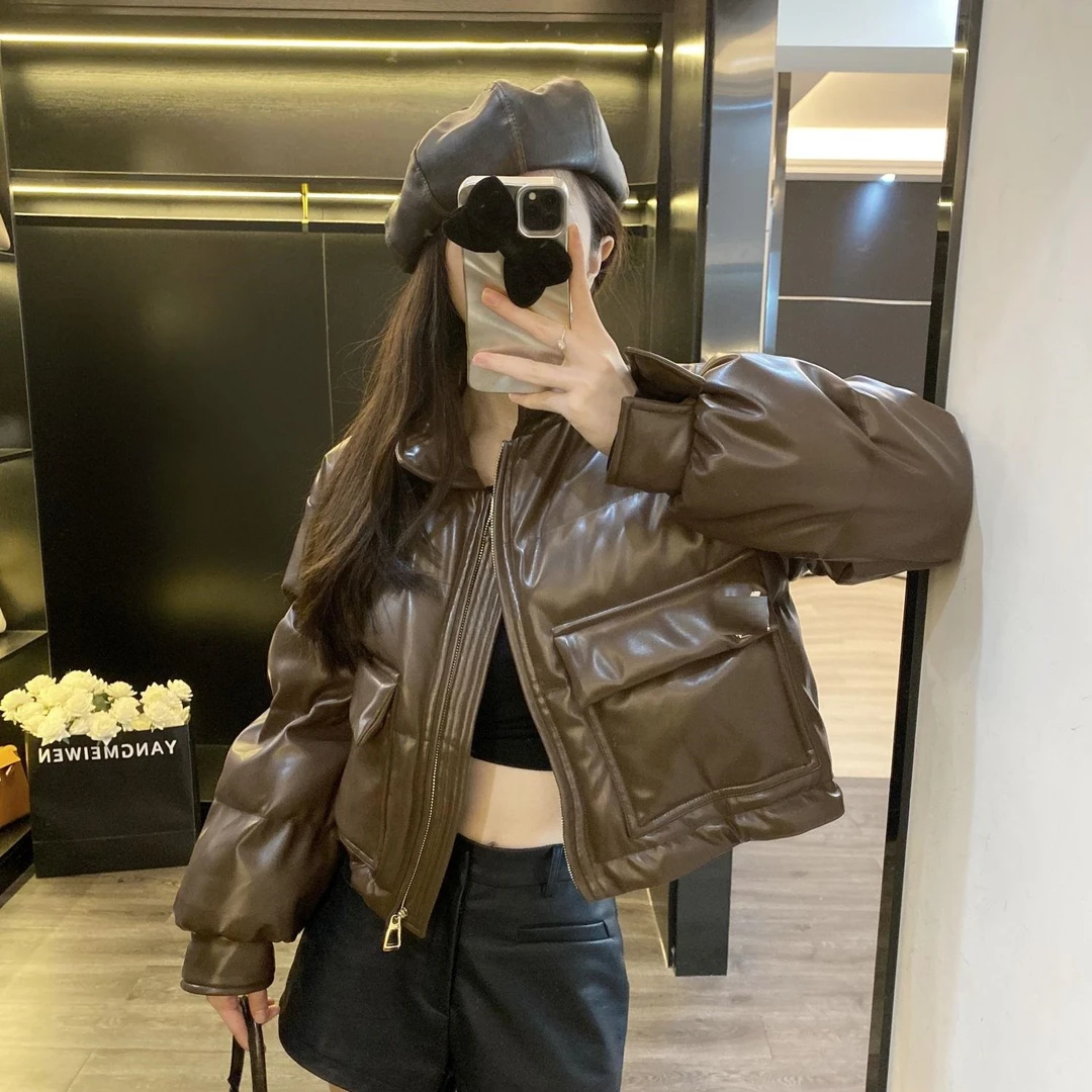 90白鸭绒 翻领纯色个性大口袋羽绒服 JHYRSJ2338