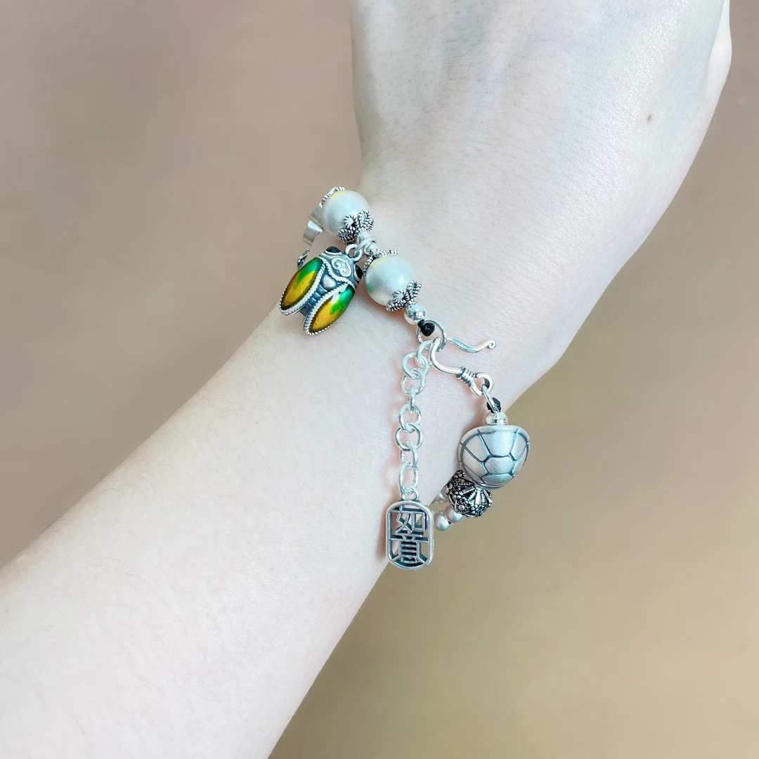 925银手链 玺吻  三生三世手链龟甲长寿纯手工编织古风手约20cm长