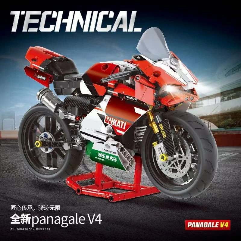 panagaleV4摩托车男孩子礼物中国积木拼装玩具跑车摆件模型005
