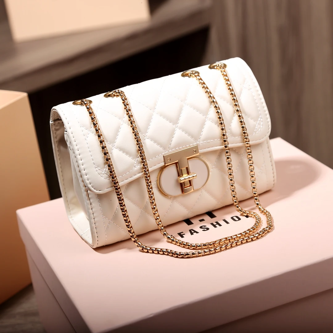 长22高14宽8 女士单肩包百搭菱格小方包斜跨包包女时尚小香风H023