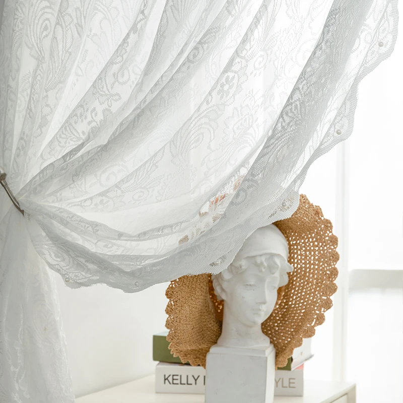 【2米宽x1.8米高 】法式钉珠凤尾窗纱 魔术贴加工 挂钩加工 穿杆