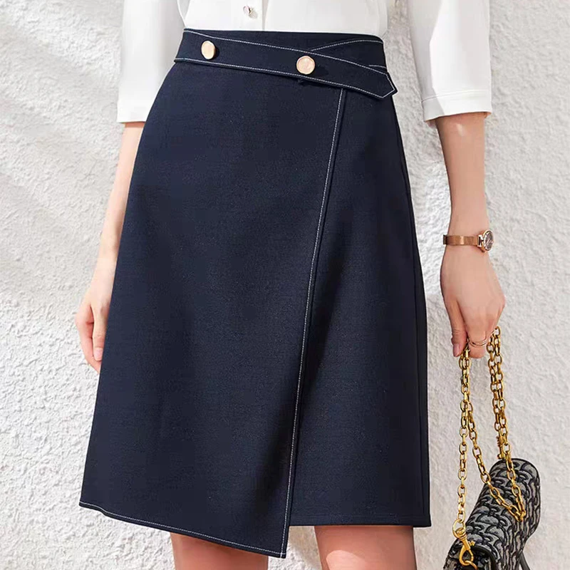 QZ812高腰半身裙女中长款2024新款夏装a字气质OL职业裙子显瘦