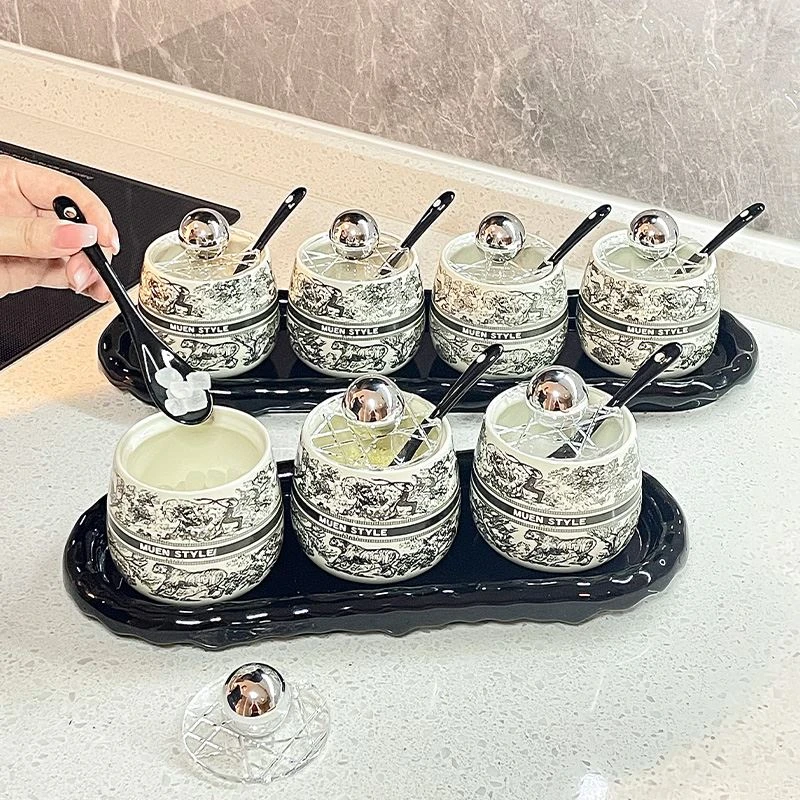 高颜值调味罐新品调料瓶厨房家用轻奢陶瓷佐料糖味精盐罐收纳
