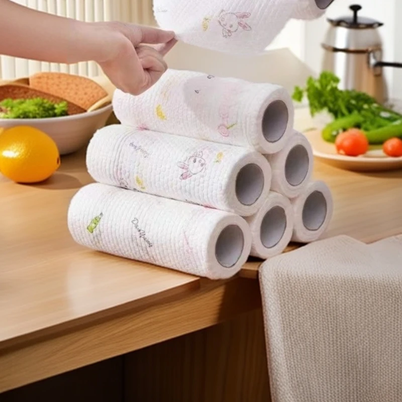 一次性干湿抹布两用去油去污家用懒人抹布无纺印花不沾油吸水水洗