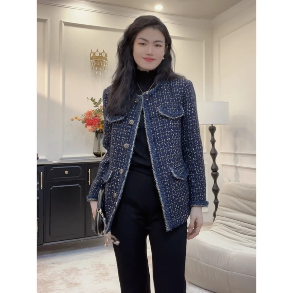 【梦斑斓】定制粗花呢小香风外套女秋季金线正肩编织上衣开衫pp