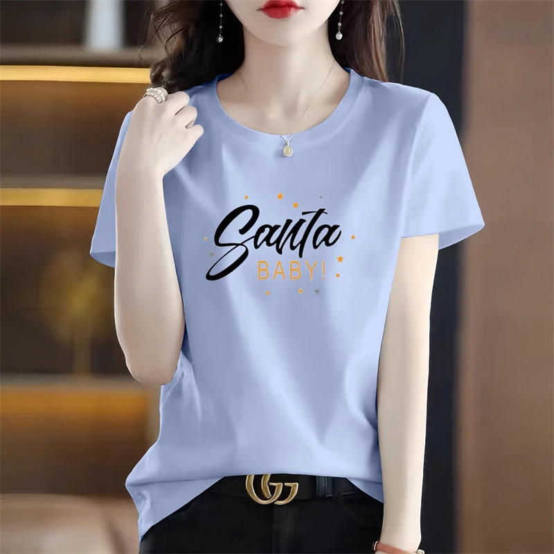 时尚字母印花短袖T恤女夏季新款韩版休闲体恤衫洋气百搭圆领上衣