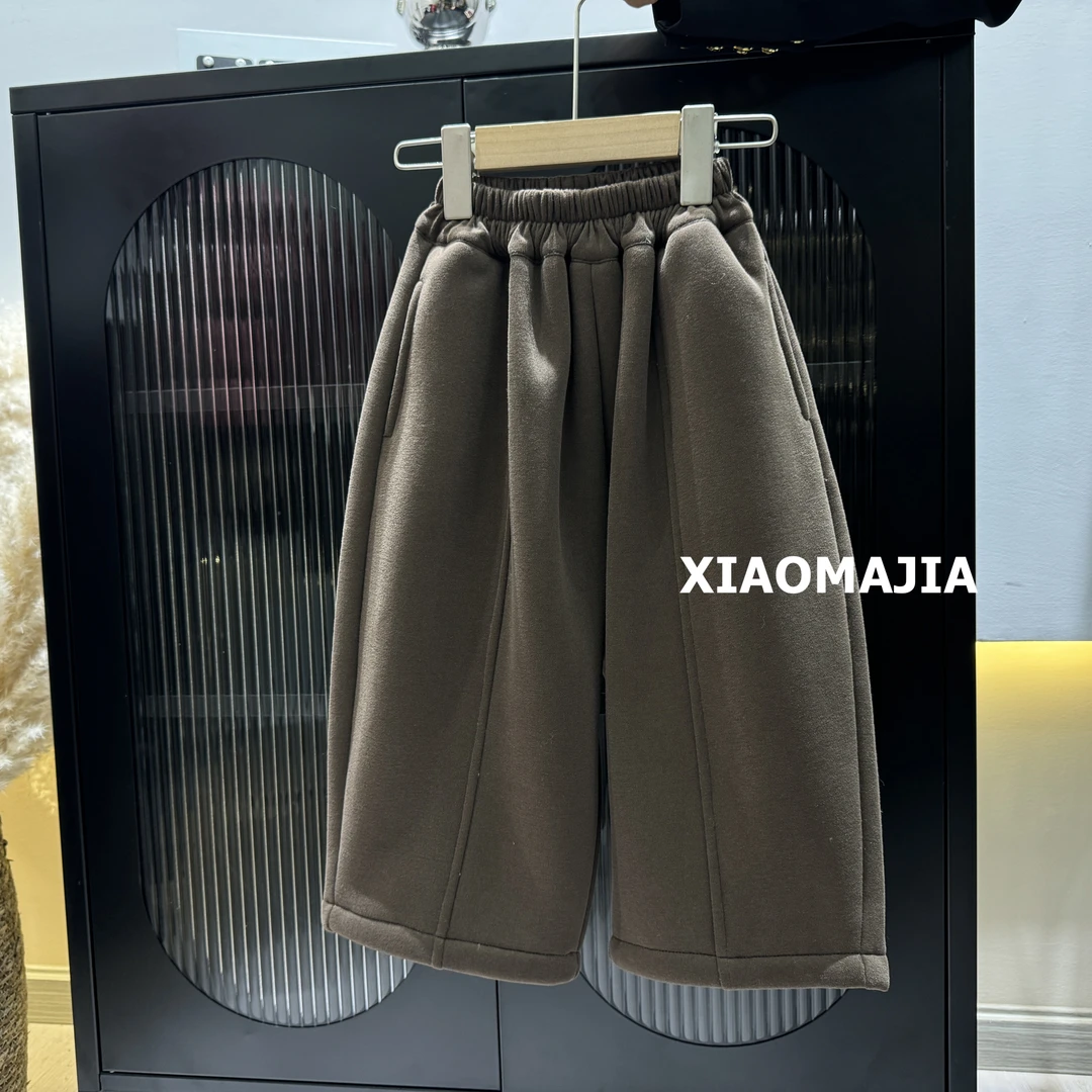 现货-儿童冬季一体绒加厚糕糕绒卫裤男宝女宝韩版休闲裤【D-9906】