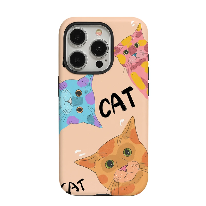 原创进口韩国菲林猫咪头 苹果iphone15promax 14可爱风手机壳