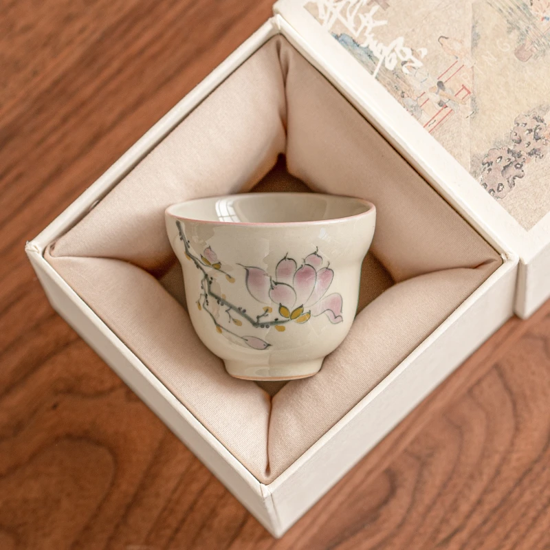 手绘高足杯主人杯陶瓷个人喝茶杯单杯高档家用功夫茶具品茗小茶杯