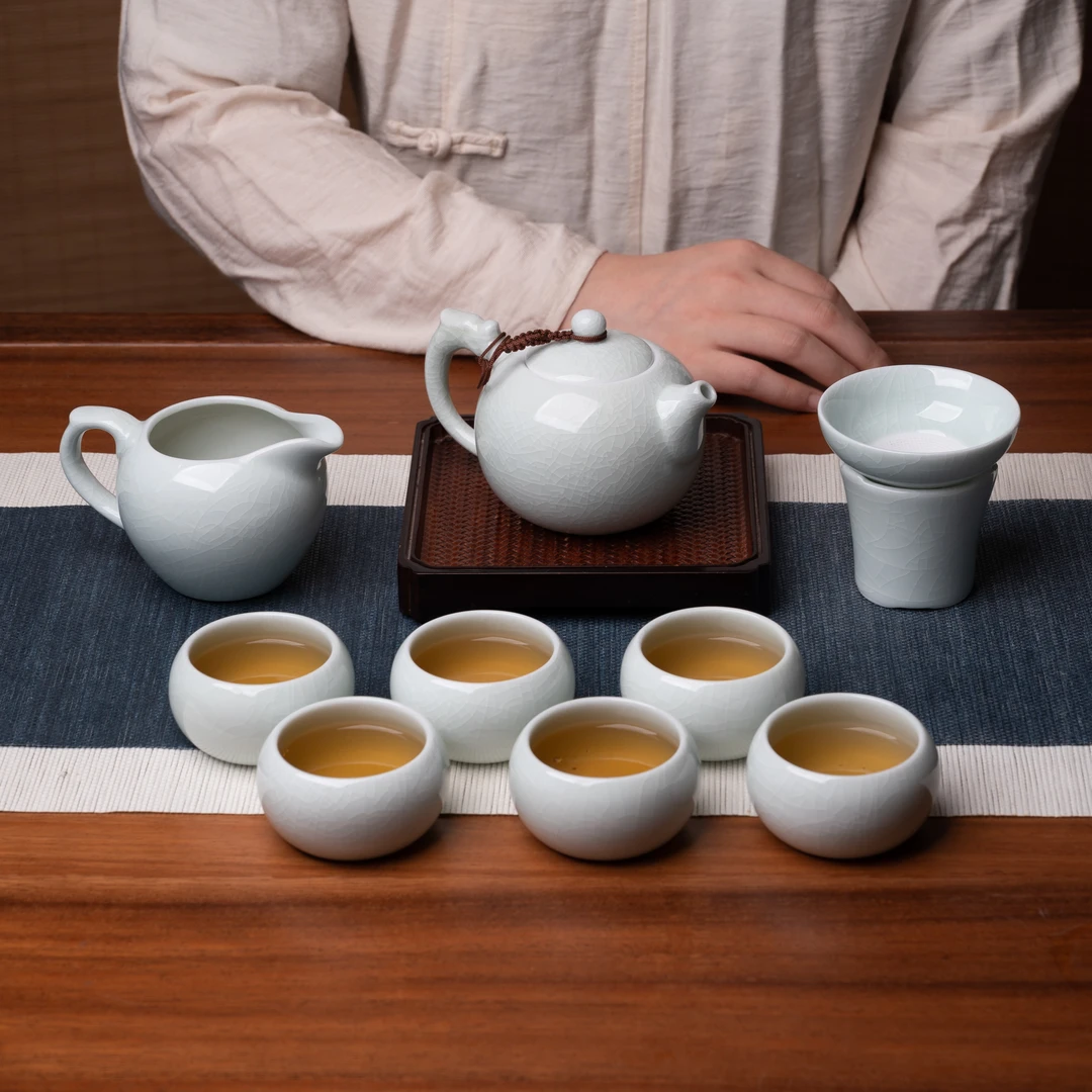 【珑匞】玉青龙凤西施壶十件套汝窑汝瓷茶具大容量陶瓷中式创意