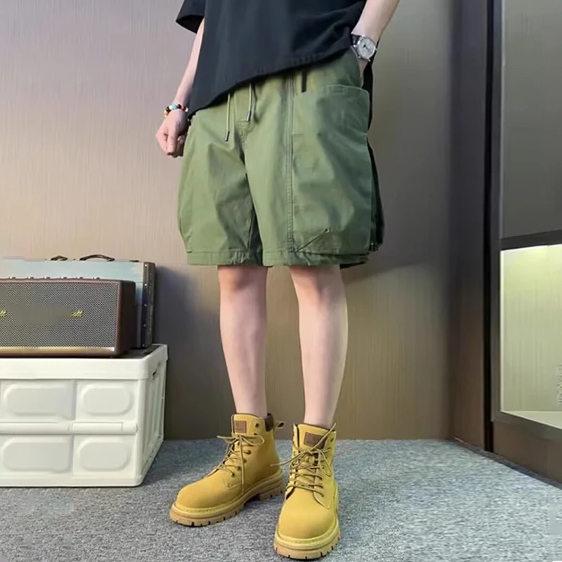 夏季大码男士机能风工装短裤休闲百搭宽松透气五分裤美式直筒复古