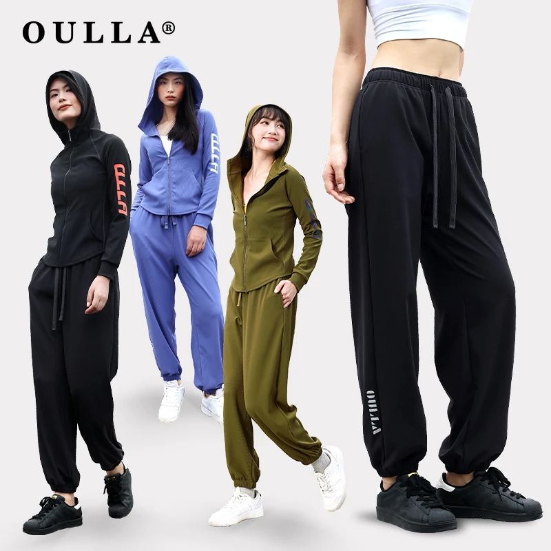OULLA【娜只猪】运动健身宽松跑步休闲裤显瘦时尚抽绳束脚秋季3786