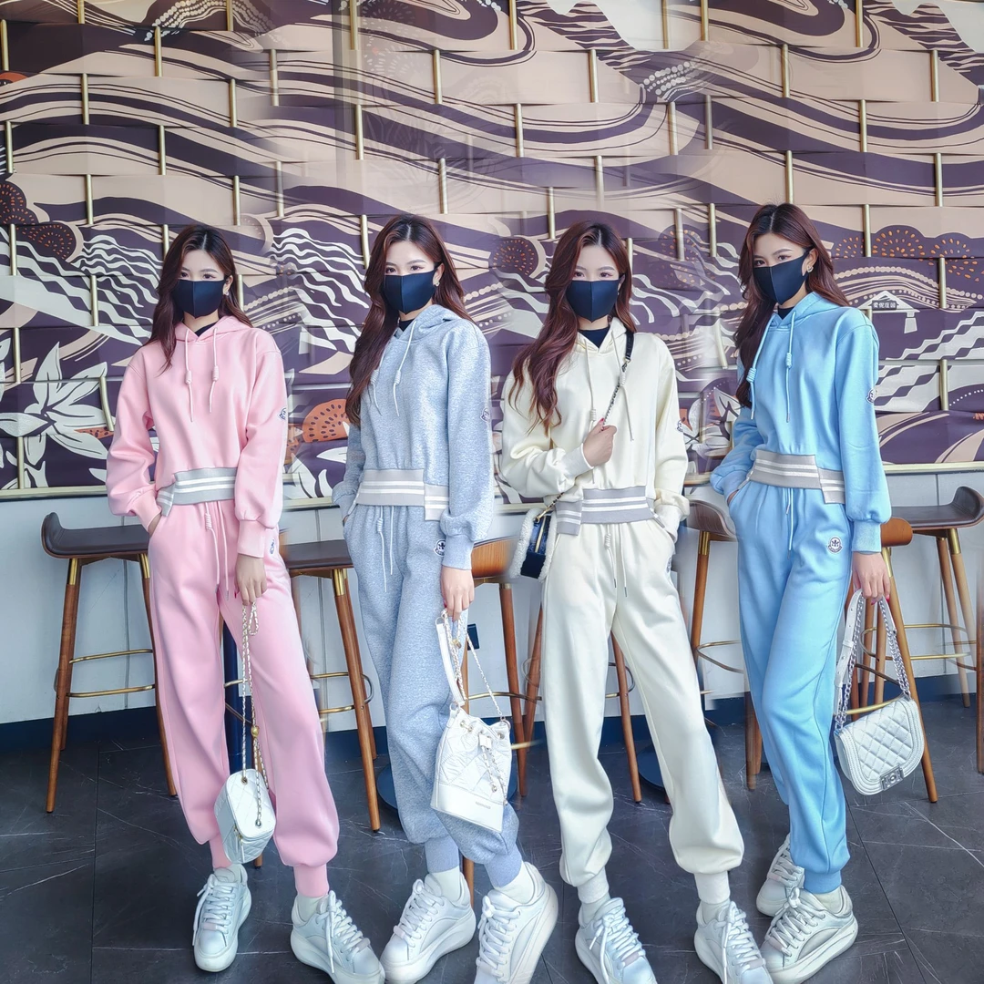 网红加绒运动套装女秋冬2024新款时尚洋气设计感加绒卫衣两件套潮