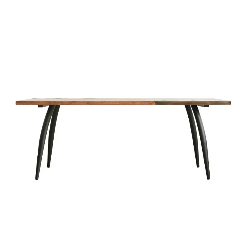 RetroMaster橡胶木面板黄铜创意包角餐桌极简家用客厅轻奢RI043