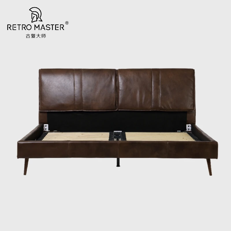 RetroMaster新浅棕色玛斯特皮双人床轻奢客厅简约主卧北欧大床