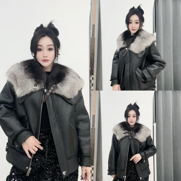 时尚款大毛毛外套