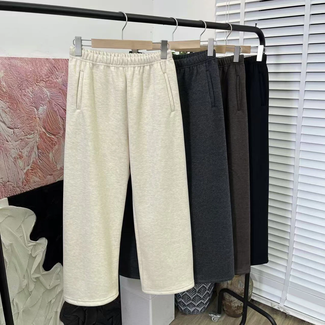 日系秋冬新款「加厚加绒一片式」简洁大方休闲长裤女E3222