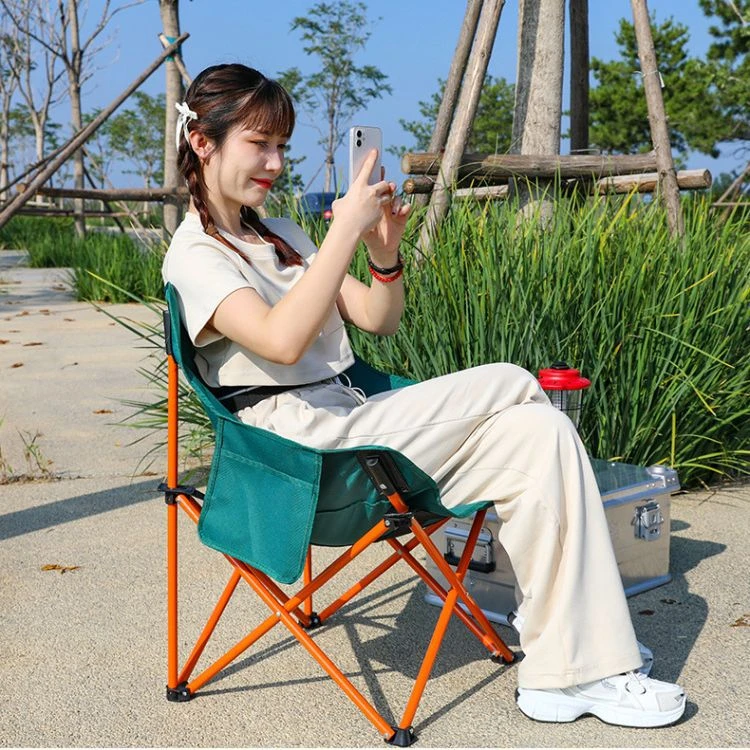 户外休闲便携折叠椅地毯摆摊烧烤靠背椅子露营野餐垂钓月亮椅