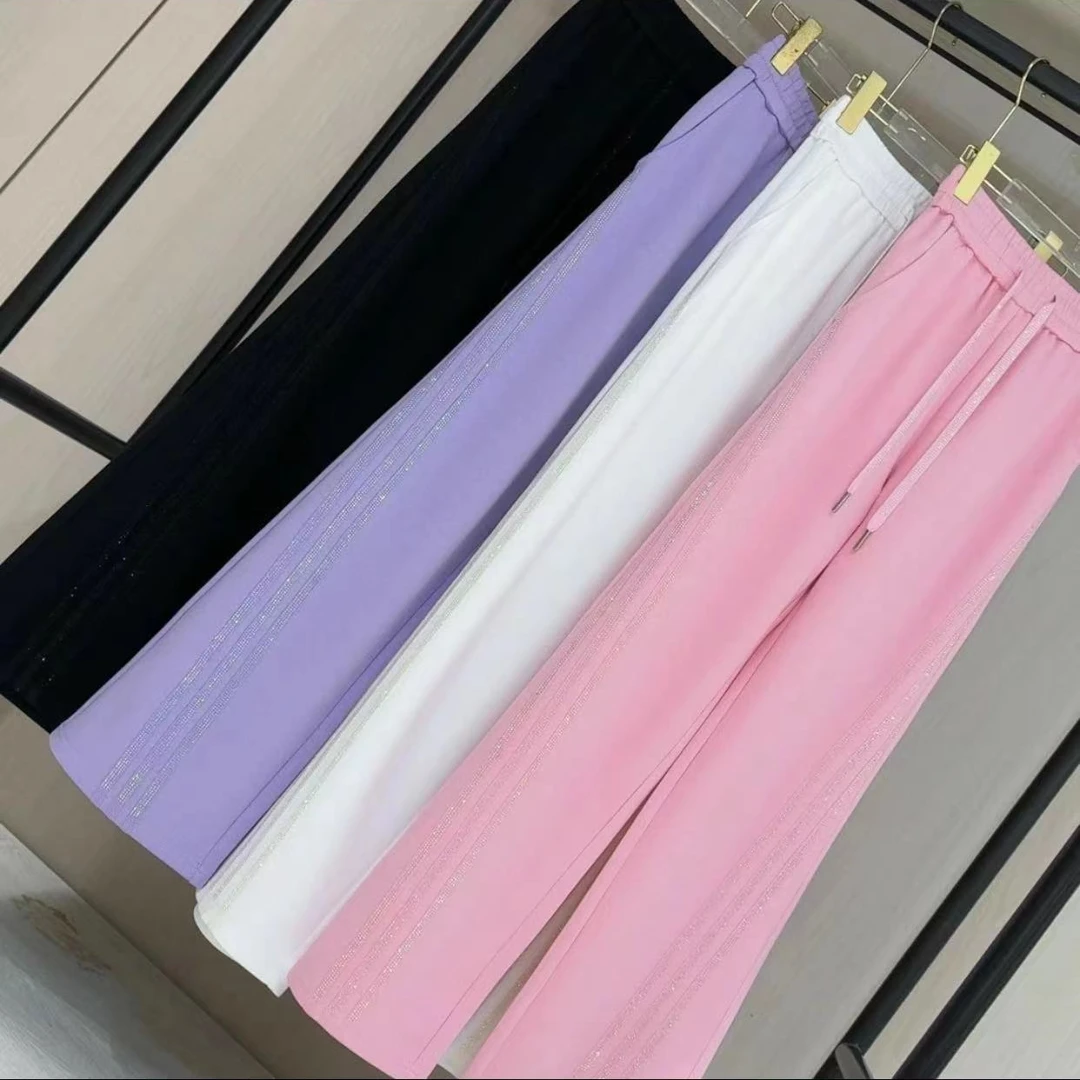 现货！清货春款薄款！！3钻！ 2024秋新款窄版直筒裤阔腿女薄款裤子
