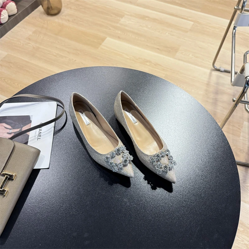 【莱元元】内增高女鞋小个子性感水钻方扣轻奢款定制鞋子