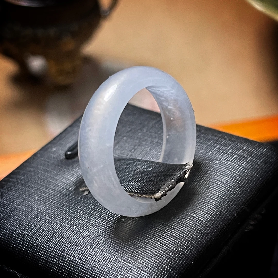 四姐妹 国风古风简约天然A货糯冰种飘花翡翠特色指环12号圈戒指