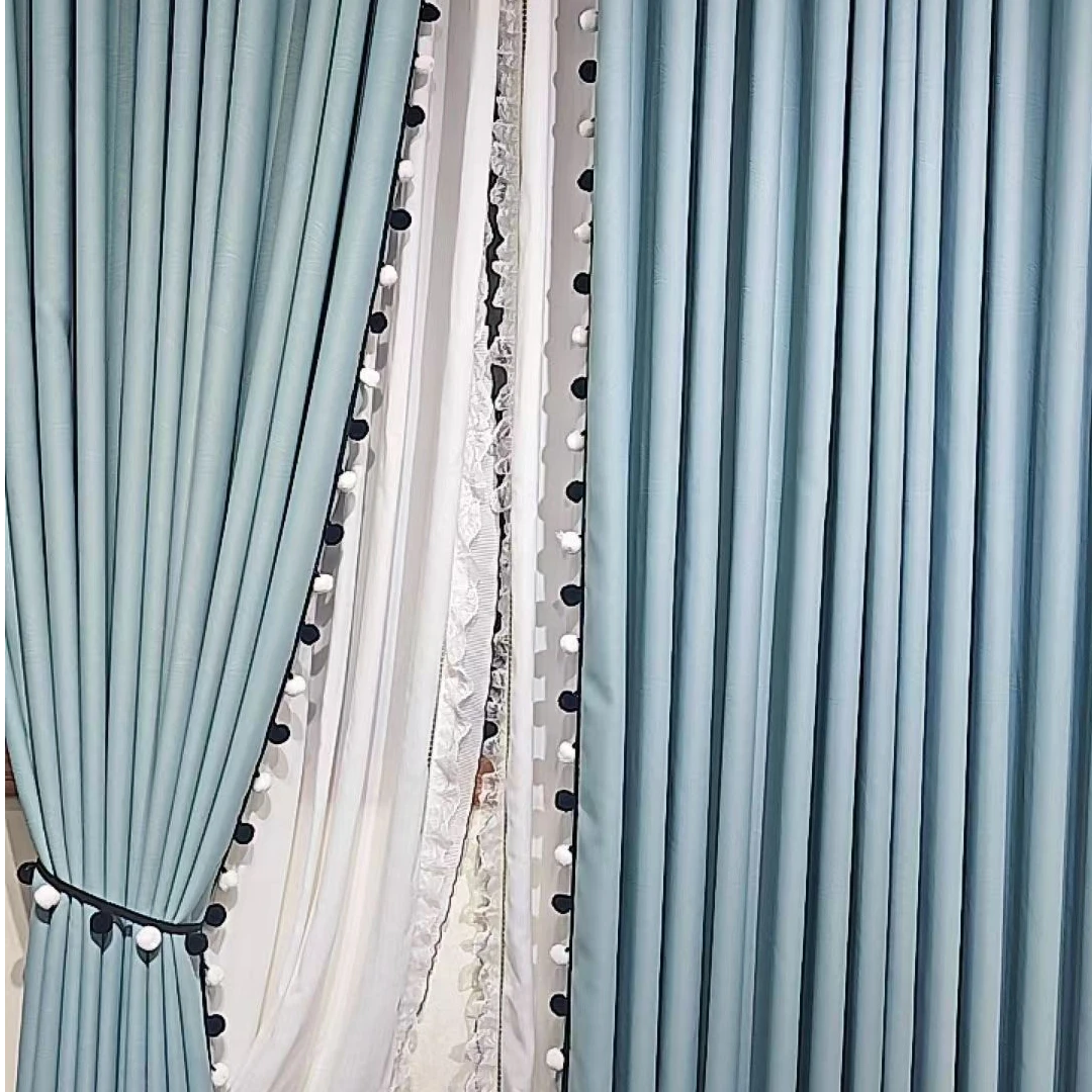 【香草奶绿】橄榄枝棉麻雪尼尔窗帘