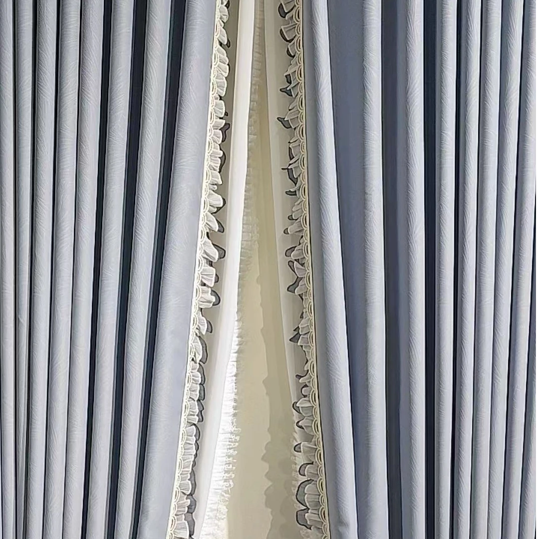 【薄暮灰】橄榄枝棉麻雪尼尔窗帘