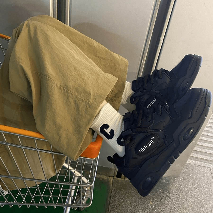 黑武士老爹鞋男vibe高街小众复古面包鞋chic增高厚底情侣运动鞋潮