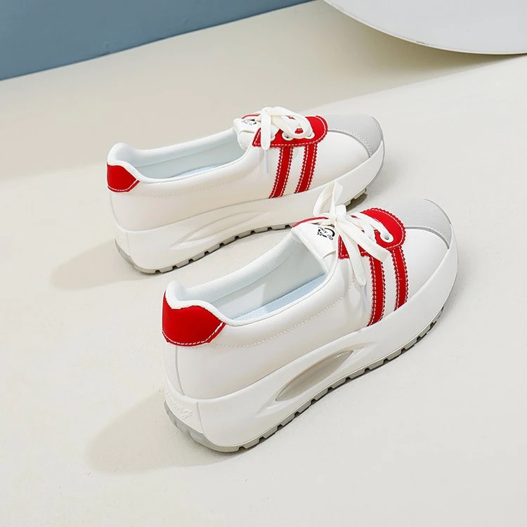 踩屎感真皮运动鞋女2024新款夏季透气厚底阿甘鞋百搭德训鞋