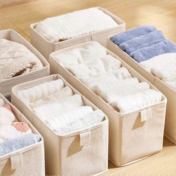 分层无格整理盒 收纳器家用棉麻收纳盒 布艺裤子衣柜收纳衣物