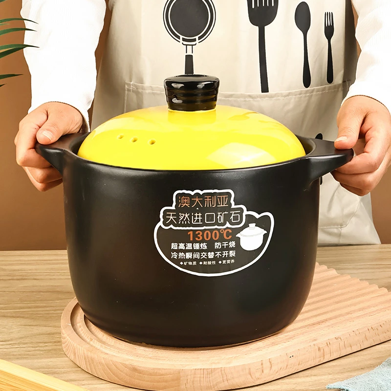 孟垣黄盖直筒5L砂锅炖锅可炒菜煲汤煲仔饭锅耐高温三年质保