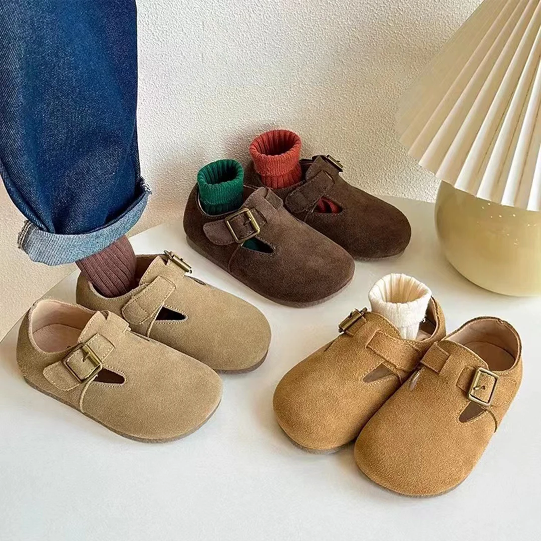 1.18【勃肯】女童秋季新款儿童豆豆鞋男童复古休闲鞋真皮宝宝鞋2152