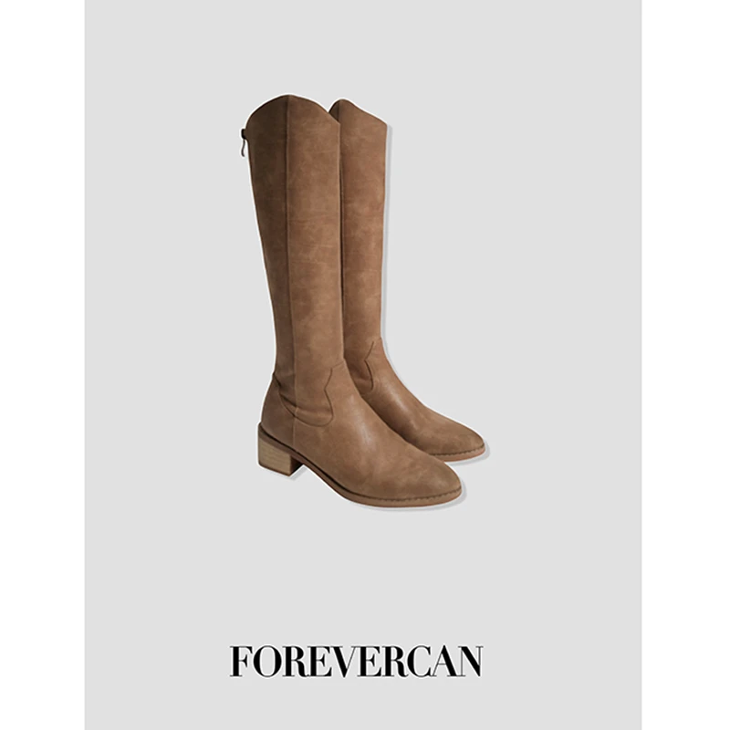 FOREVERCAN【新品彩蛋】头层牛皮拉茶色靴子 SS25283